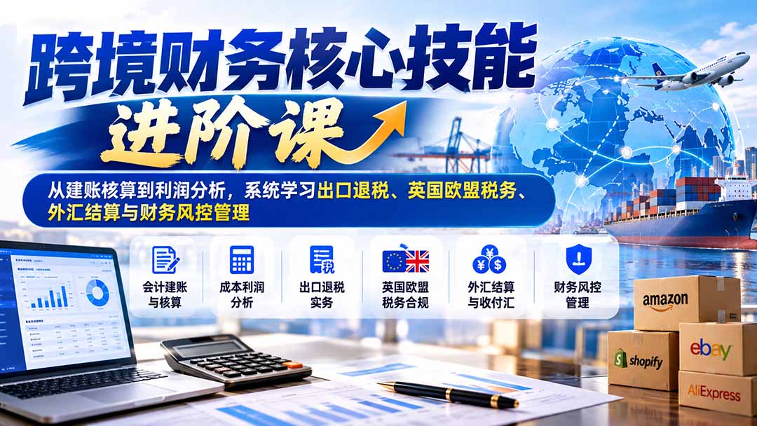 跨境财务核心技能进阶课：从建账核算到利润分析，系统学习出口退税、英国欧盟税务、外汇结算与财务风控管理-HEIXMI（中国站）