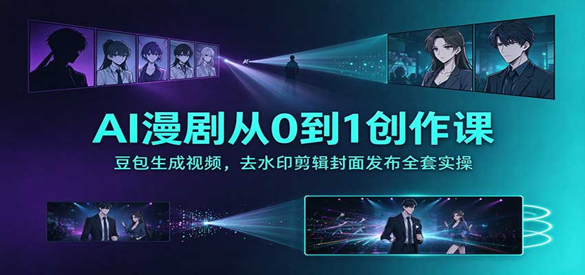 AI漫剧从0到1创作课：豆包生成视频，去水印剪辑封面发布全套实操-HEIXMI（中国站）