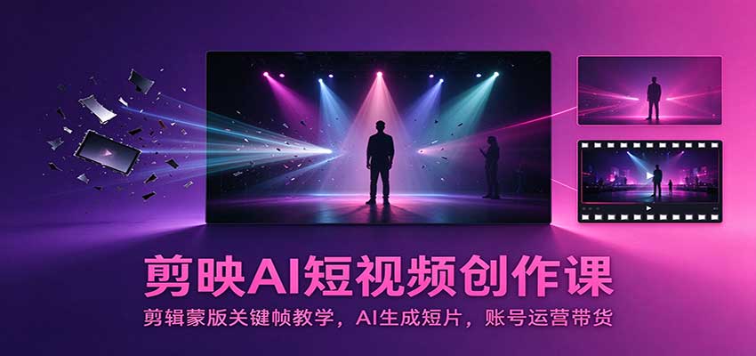 剪映AI短视频创作课：剪辑蒙版关键帧教学，AI生成短片，账号运营带货-HEIXMI（中国站）