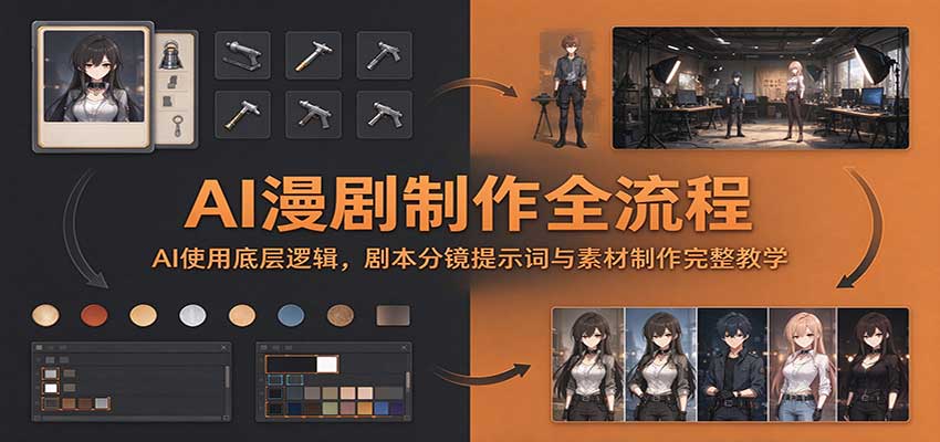 AI漫剧制作全流程：AI使用底层逻辑，剧本分镜提示词与素材制作完整教学-HEIXMI（中国站）