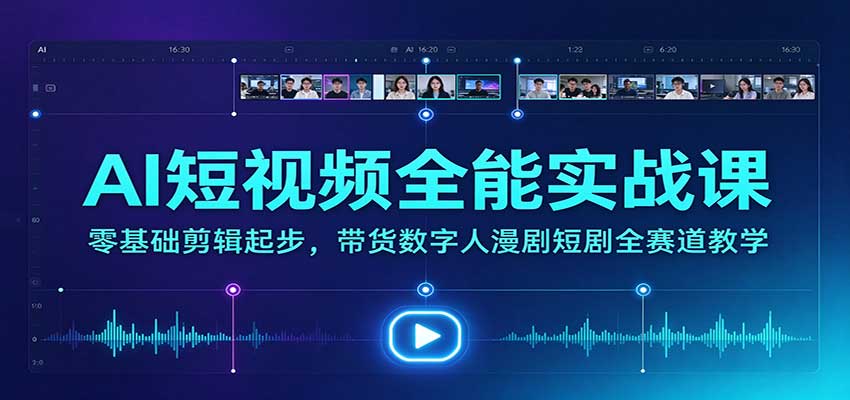 AI短视频全能实战课：零基础剪辑起步，带货数字人漫剧短剧全赛道教学-HEIXMI（中国站）