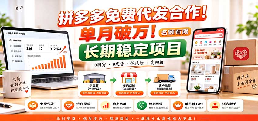 拼多多免费代发合作｜单月破万！长期稳定项目，名额有限-HEIXMI（中国站）