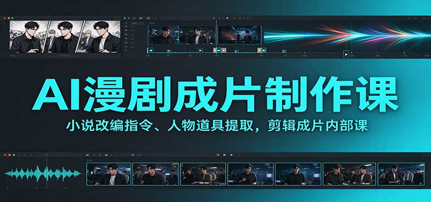 AI漫剧成片制作课：小说改编指令、人物道具提取，剪辑成片全流程-HEIXMI（中国站）