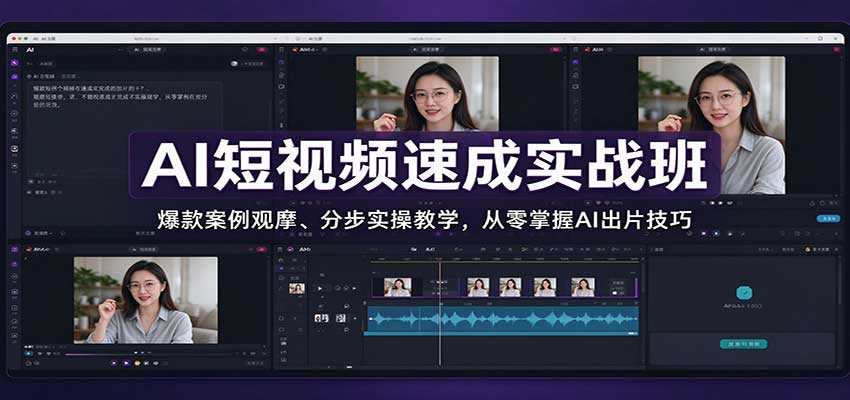AI短视频速成实战班：爆款案例观摩、分步实操教学，从零掌握AI出片技巧-HEIXMI（中国站）
