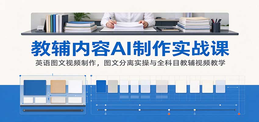 AI制作教辅内容实战课：英语图文视频制作，图文分离实操与全科目教辅视频教学-HEIXMI（中国站）
