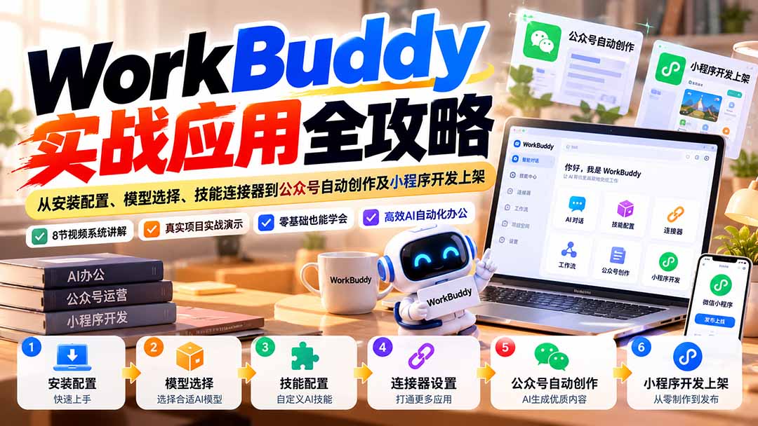 WorkBuddy 实战应用全攻略：从安装配置、模型选择、技能连接器到公众号自动创作及小程序开发上架-HEIXMI（中国站）