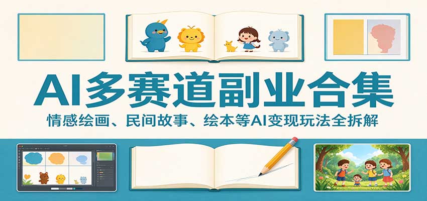AI多赛道副业合集：情感绘画、民间故事、绘本等AI变现玩法全拆解-HEIXMI（中国站）