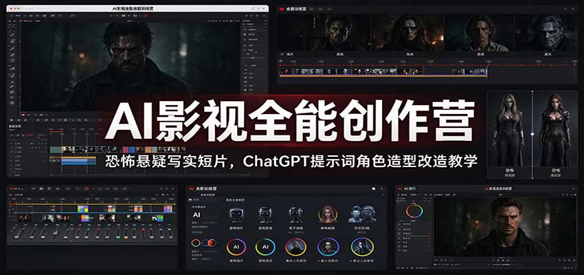 AI影视全能创作营：恐怖悬疑写实短片，ChatGPT提示词角色造型改造教学-HEIXMI（中国站）