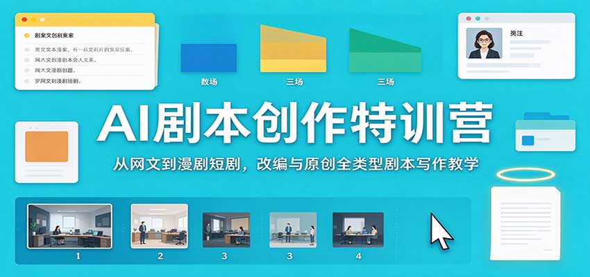 AI剧本创作特训营：从网文到漫剧短剧，改编与原创全类型剧本写作教学-HEIXMI（中国站）
