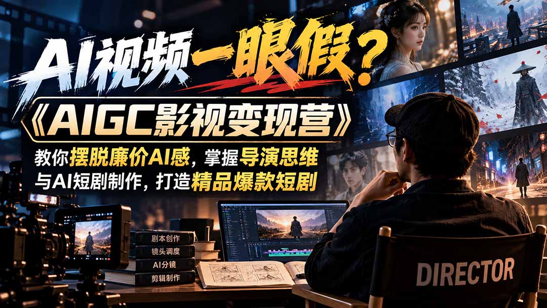【无水印】AI视频一眼假？《AIGC影视变现营》教你摆脱廉价AI感，掌握导演思维与AI短剧制作，打造精品爆款短剧-HEIXMI（中国站）