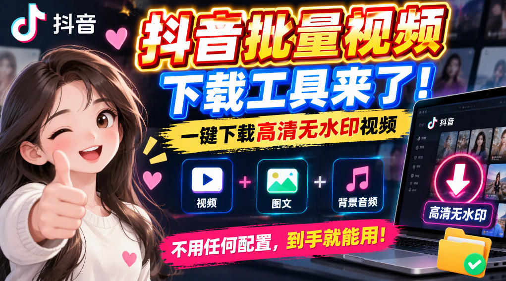 抖音批量视频下载工具，一键下载高清无水印视频，到手就能用-HEIXMI（中国站）