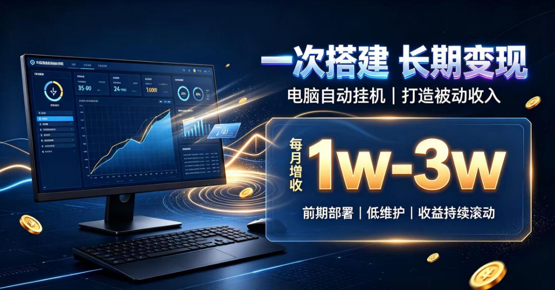 一份投入长期收益，电脑自动挂G类目，搭建被动收入每月增收1w-3w【揭秘】-HEIXMI（中国站）