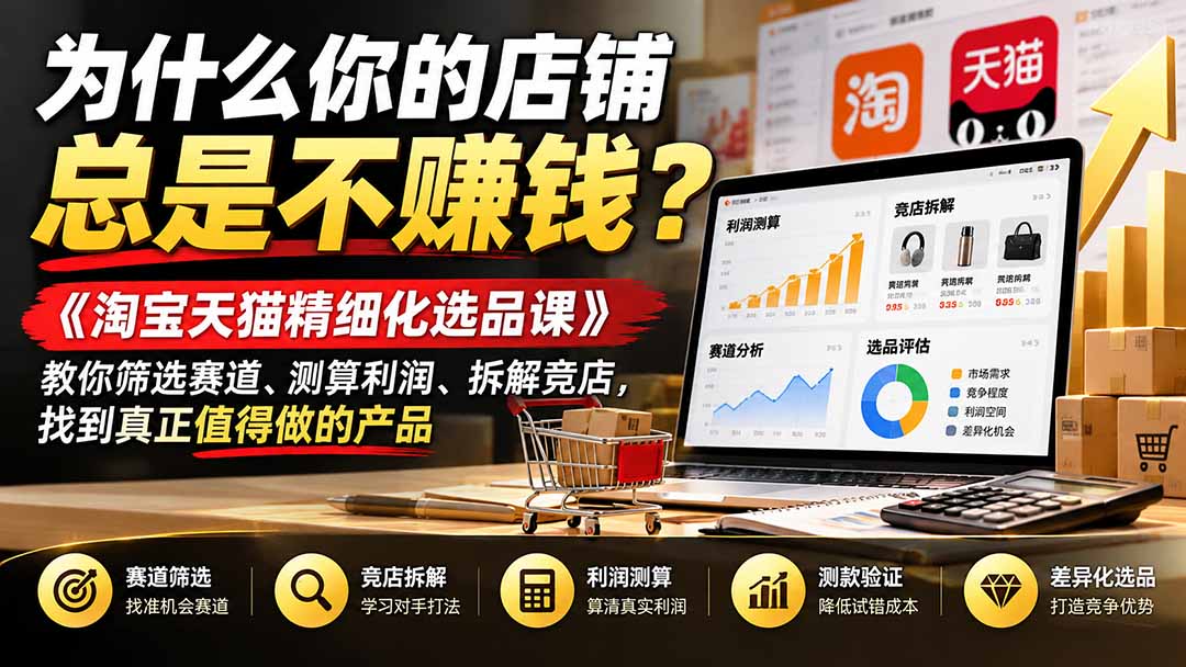 为什么你的店铺总是不赚钱？《淘宝天猫精细化选品课》教你筛选赛道、测算利润、拆解竞店，找到真正值得做的产品-HEIXMI（中国站）
