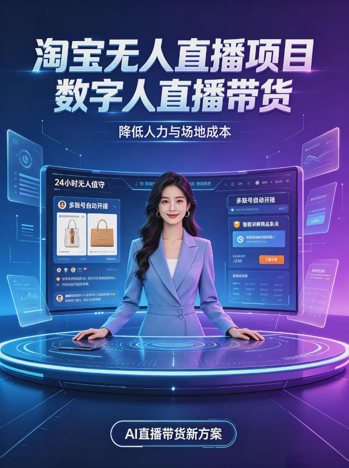 淘宝AI无人直播带货，24小时自动开播低门槛副业，无需真人长时间出镜，持续引流出单【揭秘】-HEIXMI（中国站）