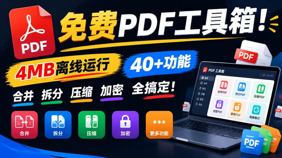 免费PDF工具箱！4MB离线运行，40+功能，合并拆分压缩加密全搞定！-HEIXMI（中国站）