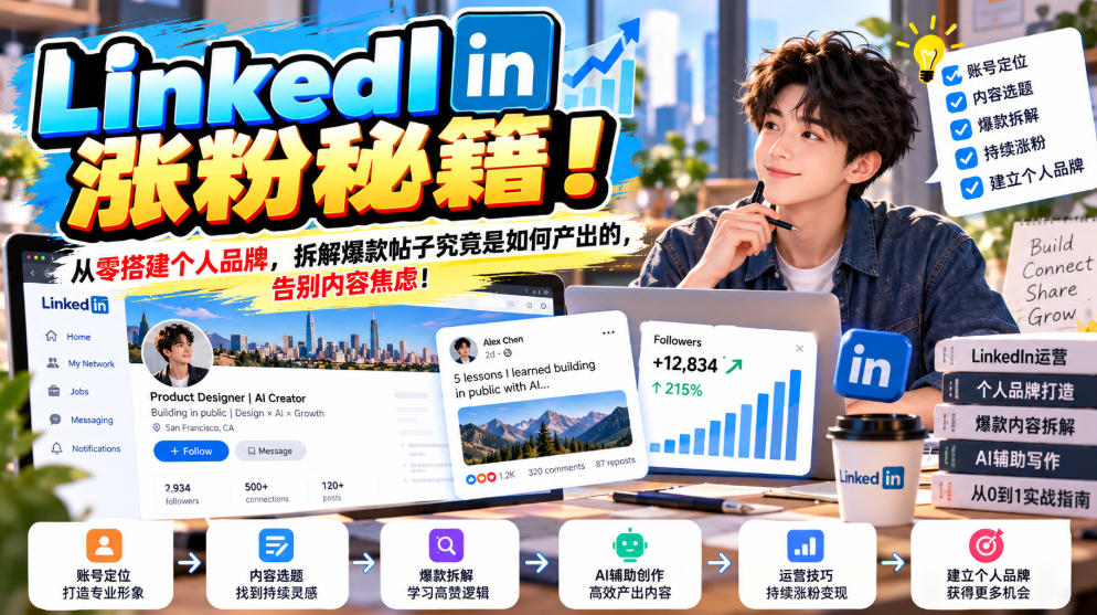 LinkedIn涨粉秘籍!从零搭建个人品牌,拆解爆款帖子究竟是如何产出的,告别内容焦虑!【原创双语字幕】