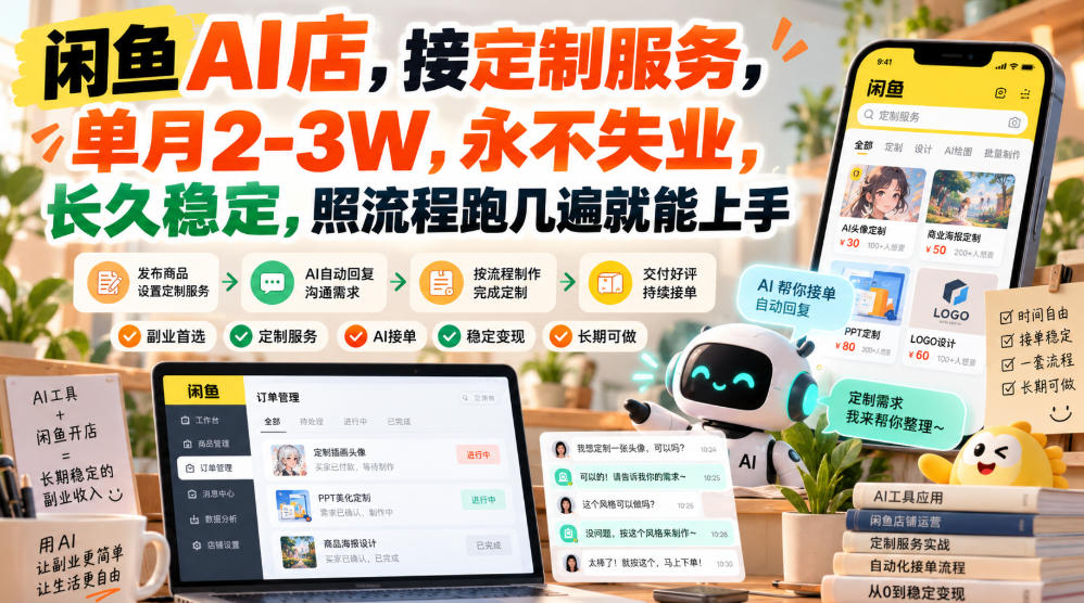 闲鱼AI店，接定制服务，单月2-3W，永不失业，长久稳定，照流程跑几遍就能上手-HEIXMI（中国站）