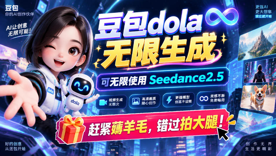 1029最新豆包dola无限生成技术，可以无限生成sseedance2.5，赶紧薅羊毛，和谐拍大腿-HEIXMI（中国站）