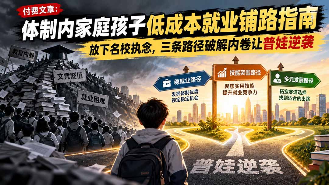 付费文章：体制内家庭孩子低成本就业铺路指南，放下名校执念，三条路径破解内卷让普娃逆袭-HEIXMI（中国站）