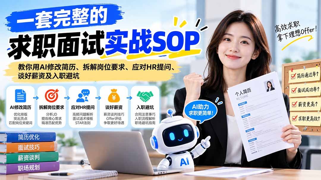 一套完整的求职面试实战SOP：教你用AI修改简历、拆解岗位要求、应对HR提问、谈好薪资及入职避坑-HEIXMI（中国站）