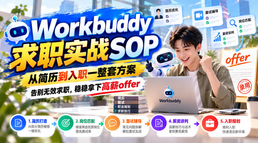 Workbuddy求职实战SOP，从简历到入职一整套方案，告别无效求职，稳稳拿下高薪offer-HEIXMI（中国站）