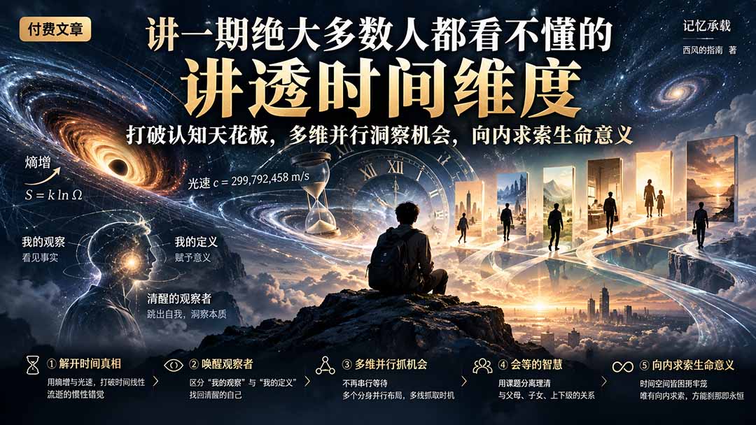 付费文章：讲一期绝大多数人都看不懂的，讲透时间维度，打破认知天花板，多维并行洞察机会，向内求索生命意义-HEIXMI（中国站）
