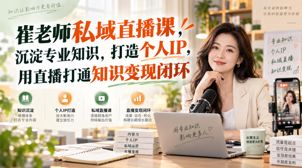 崔老师私域直播课，沉淀专业知识，打造个人IP，用直播打通知识变现闭环-HEIXMI（中国站）