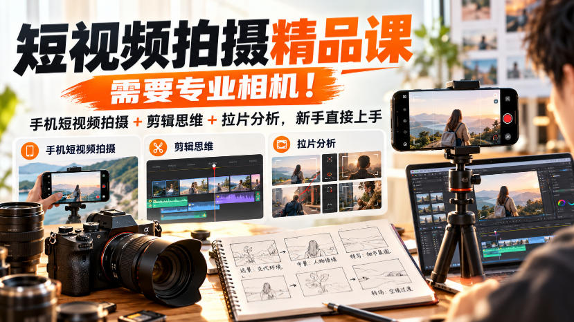 短视频拍摄精品课，需要专业相机！手机短视频拍摄+剪辑思维+拉片分析，新手直接上手-HEIXMI（中国站）