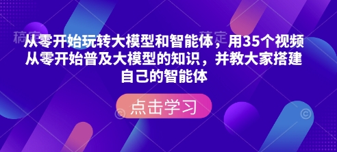 从零开始玩转大模型和智能体，​用35个视频从零开始普及大模型的知识，并教大家搭建自己的智能体-HEIXMI（中国站）