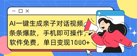 AI一键生成亲子对话视频，条条爆款，一部手机即可操作，单日变现数张-HEIXMI（中国站）
