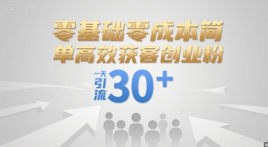零基础零成本简单高效获客创业粉，一天引流30+-HEIXMI（中国站）