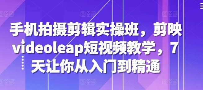 手机拍摄剪辑实操班，剪映videoleap短视频教学，7天让你从入门到精通-HEIXMI（中国站）