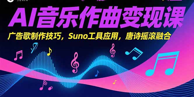 AI音乐作曲变现课，广告歌制作技巧，Suno工具应用，唐诗摇滚融合-HEIXMI（中国站）