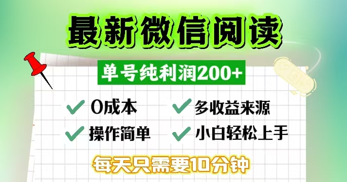 微信阅读最新玩法，每天十分钟，单号一天200+，简单0零成本，当日提现-HEIXMI（中国站）