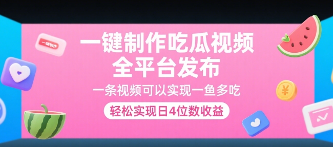 一键制作吃瓜视频，全平台发布，一条视频可以实现一鱼多吃，轻松实现日4位数收益【揭秘】-HEIXMI（中国站）