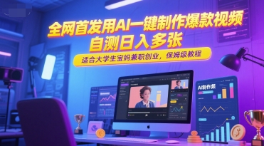 全网首发用AI一键制作爆款视频，自测日入多张，适合大学生宝妈兼职创业，保姆级教程-HEIXMI（中国站）