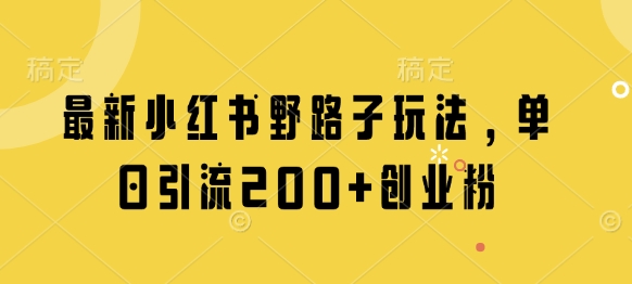 最新小红书野路子玩法，单日引流200+创业粉 - HEIXMI（中国站）-HEIXMI（中国站）