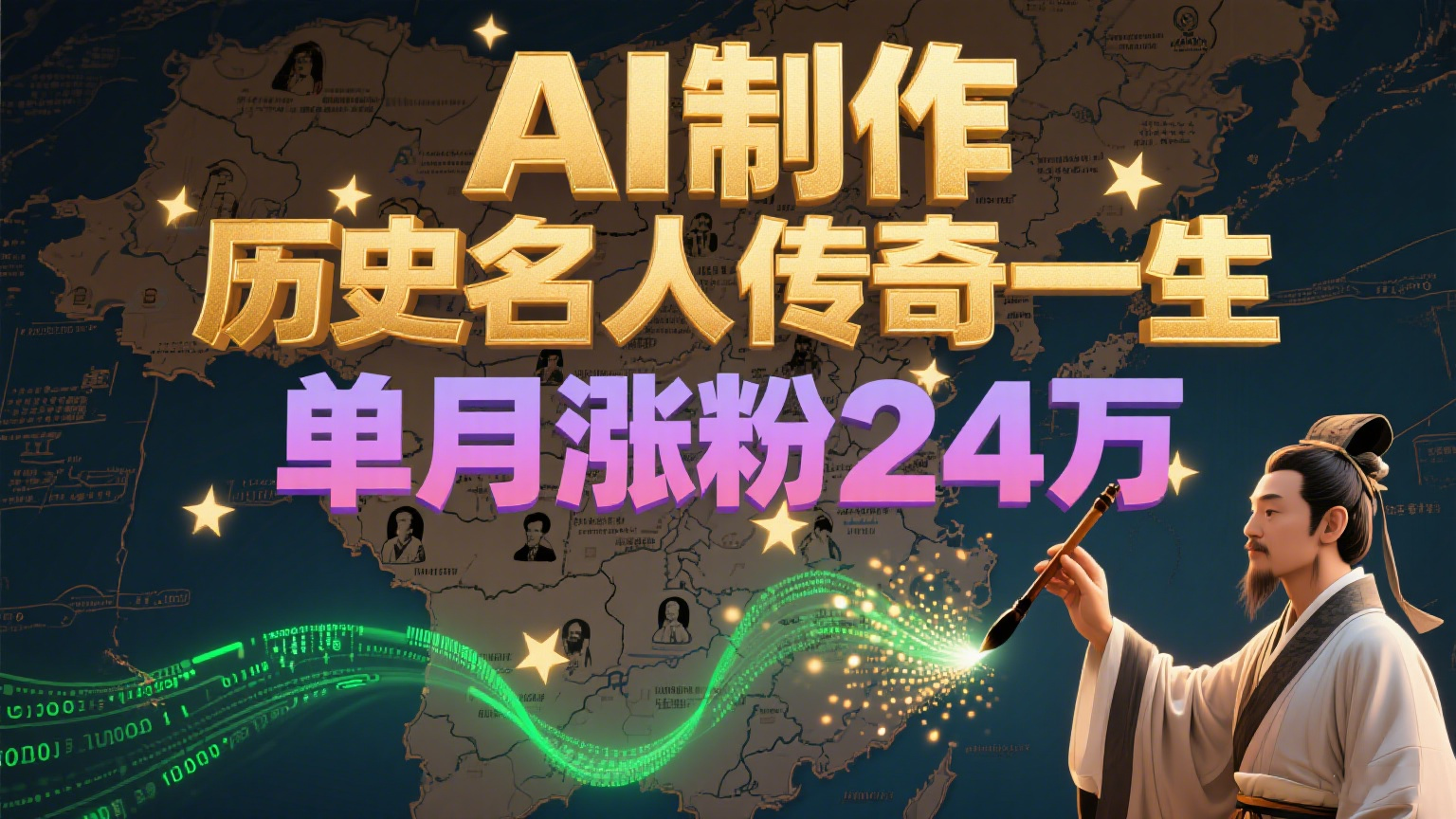 暴力起号！用AI制作历史名人传奇一生，单月涨粉24万，涨粉+变现赛道黑马来了-HEIXMI（中国站）