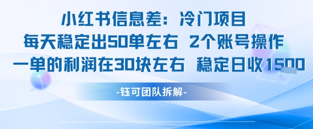 小红书信息差冷门项目一单利润30块每天稳定1.5k左右2个账号操作-HEIXMI（中国站）