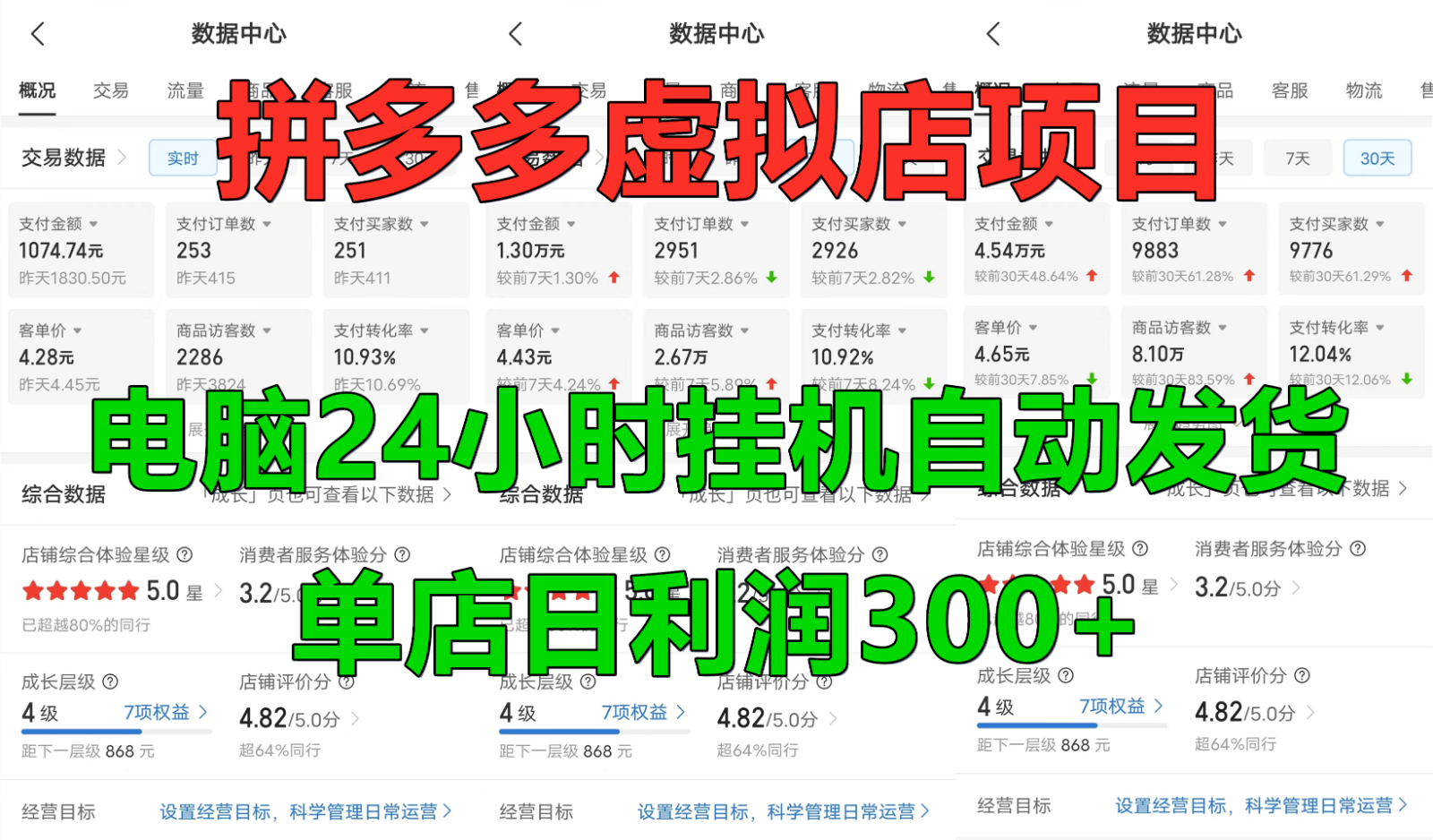 拼多多虚拟店铺项目，电脑挂机自动发货，单店日利润300+-HEIXMI（中国站）