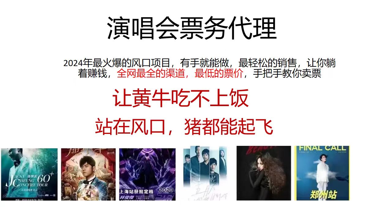 演唱会票务代理，2024年最火爆风口项目，全网最低的票价，小白一分钟上手日入2000+-HEIXMI（中国站）