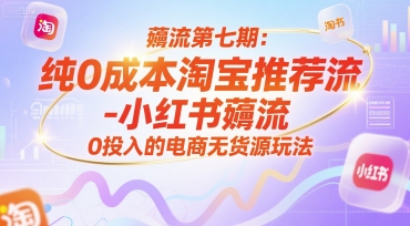 薅流第七期：纯0成本淘宝推荐流-小红书薅流最新版目，0投入的电商无货源玩法(附赠往期)-HEIXMI（中国站）