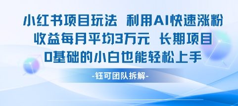 适合小白操作的小红书新项目，利用AI快速涨粉，收益每月平均1W+ - HEIXMI（中国站）-HEIXMI（中国站）