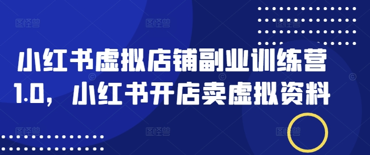 小红书虚拟店铺副业训练营1.0，小红书开店卖虚拟资料-HEIXMI（中国站）