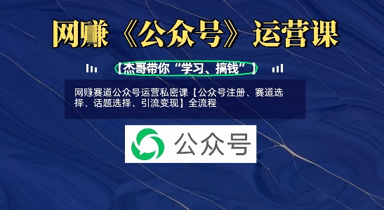 网创赛道公众号运营私密课【公众号注册、赛道选择、话题选择、引流变现】全流程-HEIXMI（中国站）