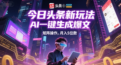 今日头条新玩法，AI一键生成爆文，矩阵操作，月入5位数 - HEIXMI（中国站）-HEIXMI（中国站）