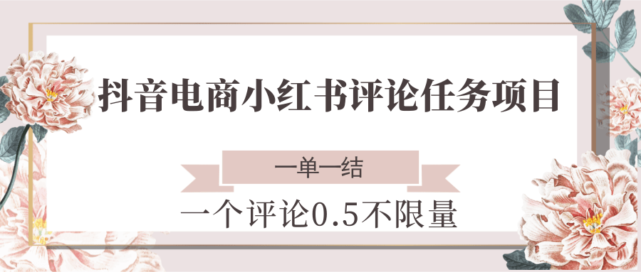 抖音电商小红书评论任务项目，一个评论0.5，一单一结 不限量 - HEIXMI（中国站）-HEIXMI（中国站）