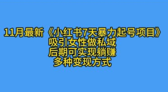 K总部落11月最新小红书7天暴力起号项目，吸引女性做私域【揭秘】-HEIXMI（中国站）