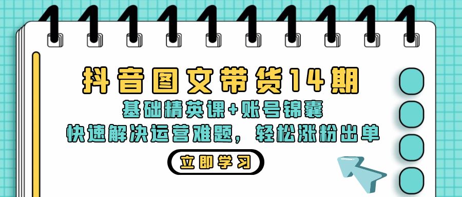 抖音 图文带货14期：基础精英课+账号锦囊，快速解决运营难题 轻松涨粉出单-HEIXMI（中国站）
