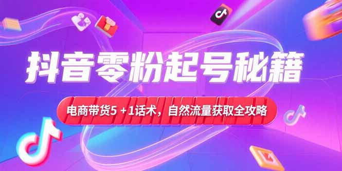 抖音零粉起号秘籍，电商带货5+1话术，自然流量获取实操流程-HEIXMI（中国站）